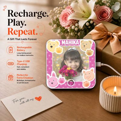 Birthday Gift for Daughter Personalised Musical Fridge Magnet with Custom Photo, Name and Song, Rechargeable & Music Playabe Feature Return Gift for Kids
